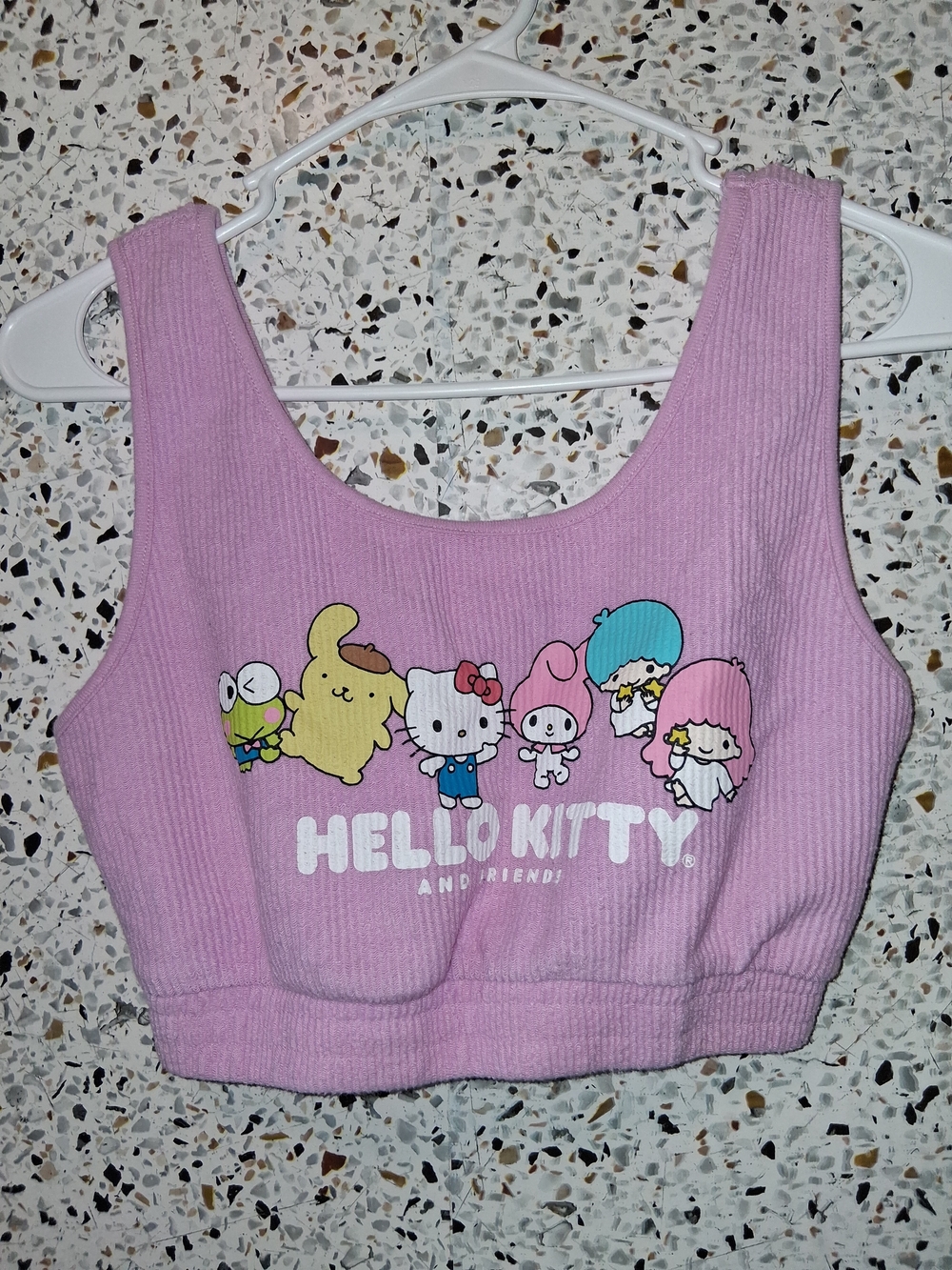 Hello Kitty Crop Top Size Small Pink Soft Ribbed